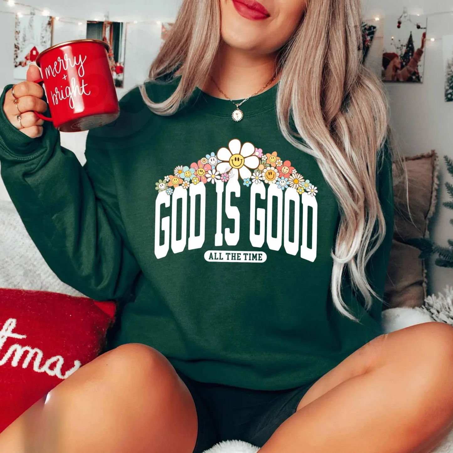 God Is Good Floral Sweater