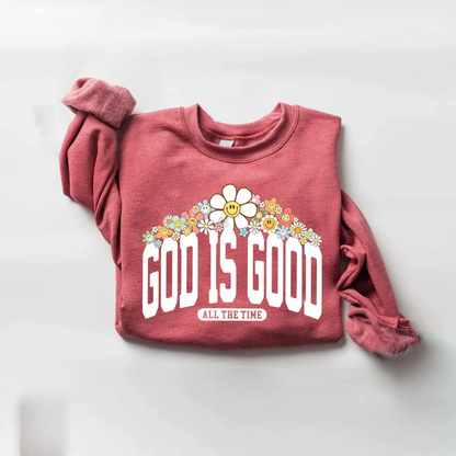 God Is Good Floral Sweater