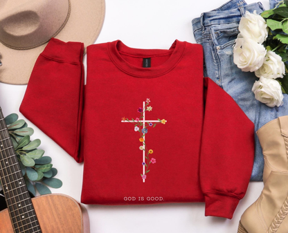 God Is Good Floral Sweater New