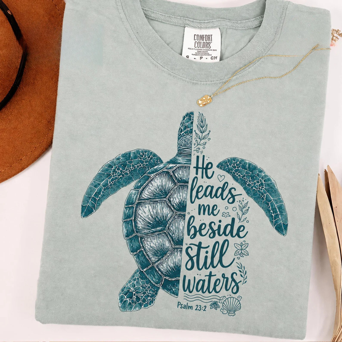 He Leads Me Beside Still Waters Tee
