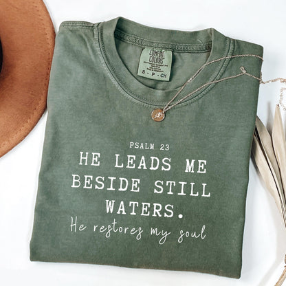 He Leads Me Tee
