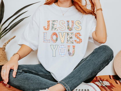 Jesus Loves You Patchwork Shirt