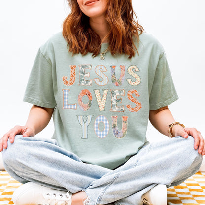 Jesus Loves You Patchwork Shirt