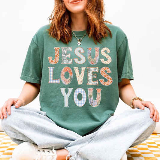 Jesus Loves You Patchwork Shirt