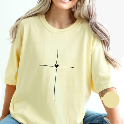 Minimal Cross Heart Tee