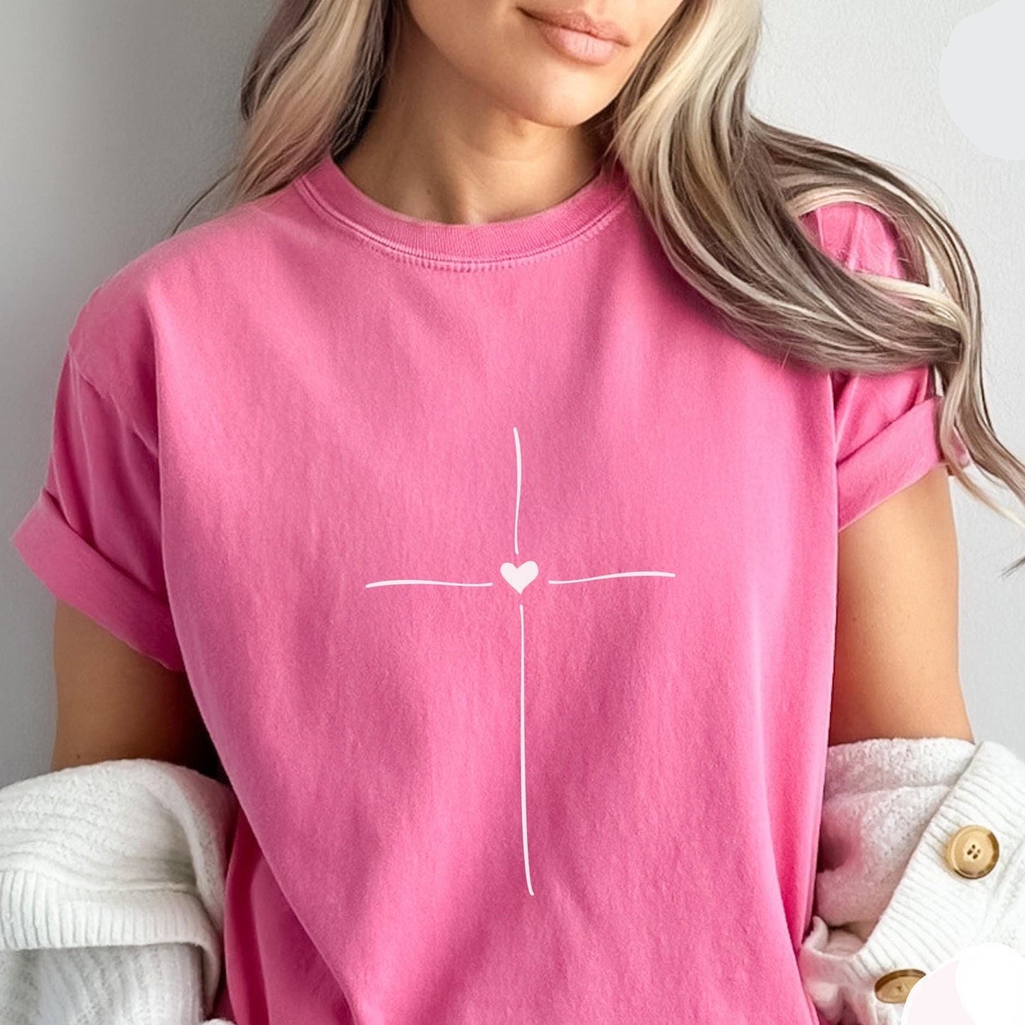 Minimal Cross Heart Tee