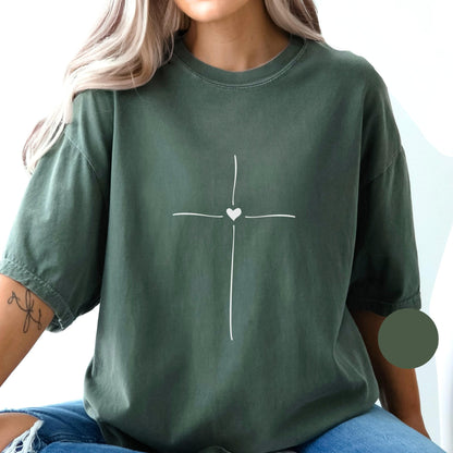 Minimal Cross Heart Tee
