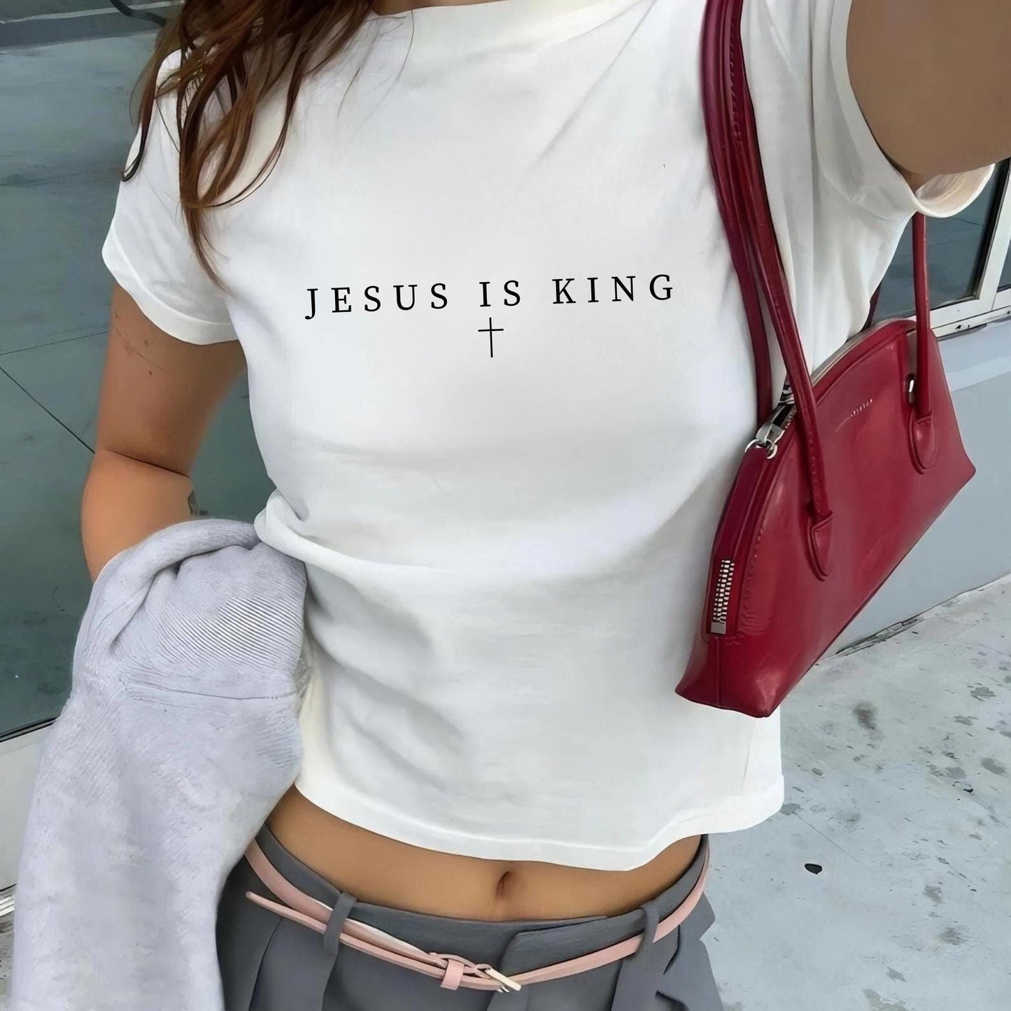 Jesus is King Baby Tee 90s Style
