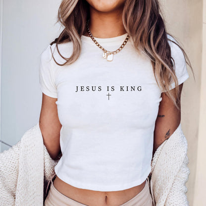 Jesus is King Baby Tee 90s Style