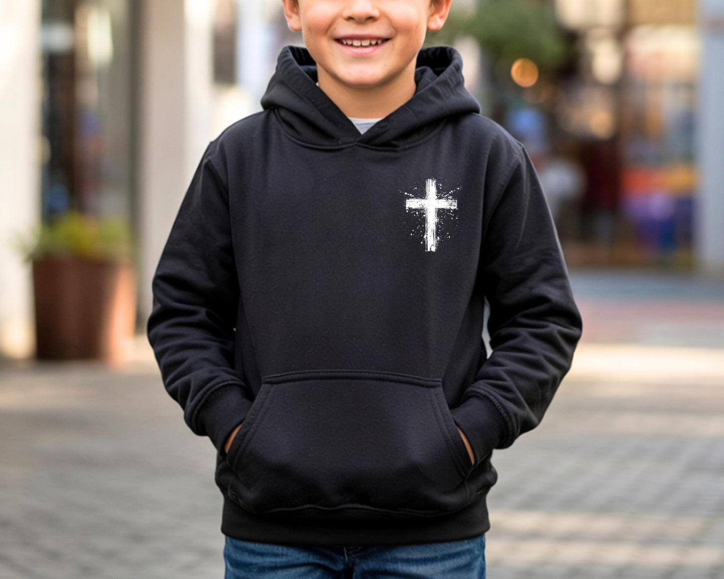 Youth Spray Painted Cross Hoodie